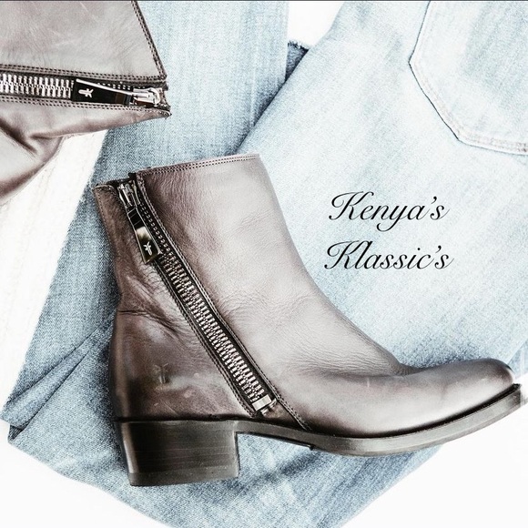 $358 Frye Demi Zip Bootie - Charcoal (Retail $358) - Picture 2 of 13